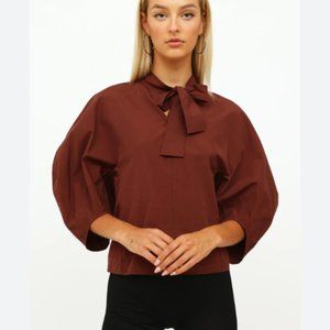Marni Brown Lavaillare Puff Sleeve Top